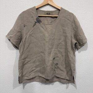 Flax Women's Linen Short Sleeve Top